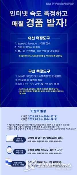 NIA 유·무선 인터넷 속도측정 이벤트 안내