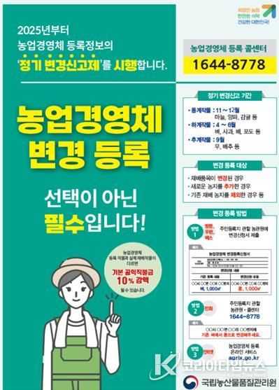 농업경영체 등록정보가 바뀌면 “꼭” 변경 신고하세요!