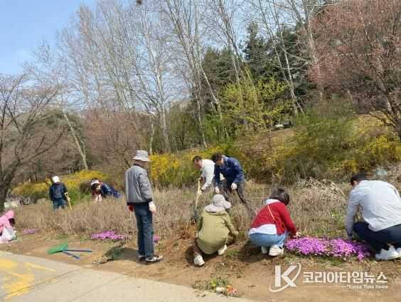 고양시 장항1동 주민자치회, 바람개비 산책길·꽃길 정비로 봄 정취 물씬
