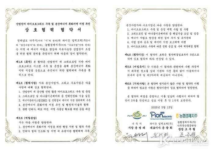 산업단지 마이크로그리드 구축 및 분산에너지 특화지역 지정 추진 상호협력 협약서