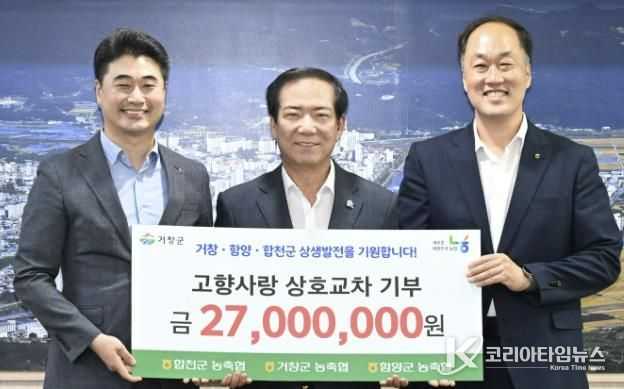 거창·함양·합천 농축협, 3년 연속 고향사랑 상호기부
