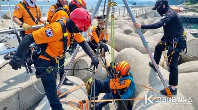 수난사고대비테트라포드등추락사고인명구조훈련