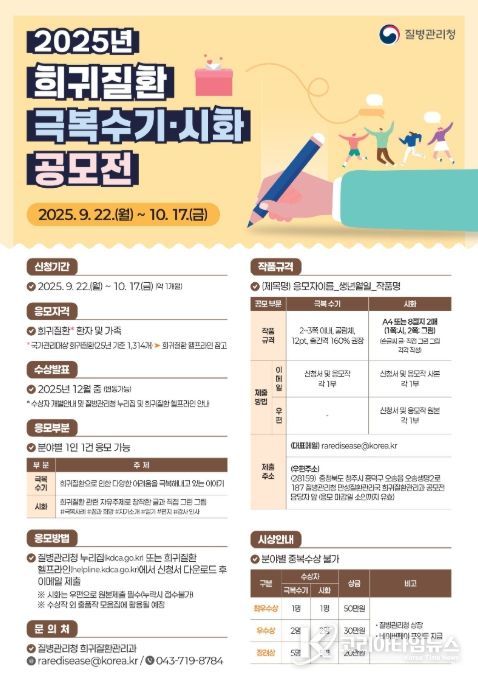 2025년 희귀질환 극복수기·시화 공모전 포스터