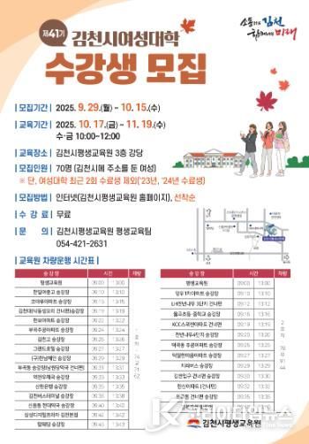 김천시평생교육원, 제41기 김천시여성대학 수강생 모집