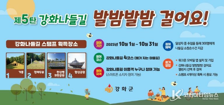 강화군, 10월 강화나들길 발밤발밤 챌린지 개최