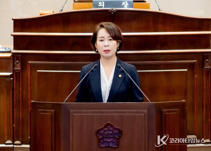 남양주시의회 314회 2차 본회의에서 정현미 의원이 5분발언을 하고 있다.