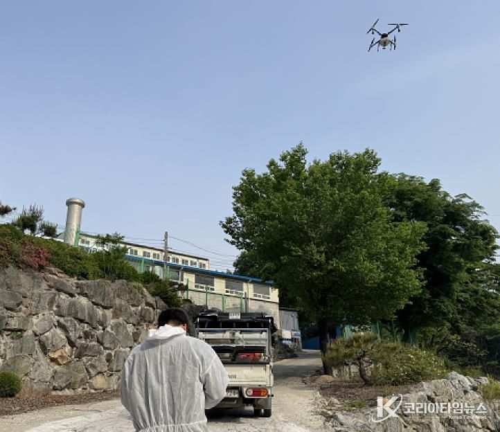 안성시, 아프리카돼지열병 차단을 위한 하반기 멧돼지 기피제 드론 살포 실시