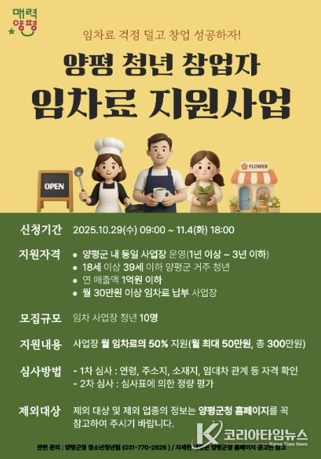 청년 창업자 임차료 지원사업 포스터