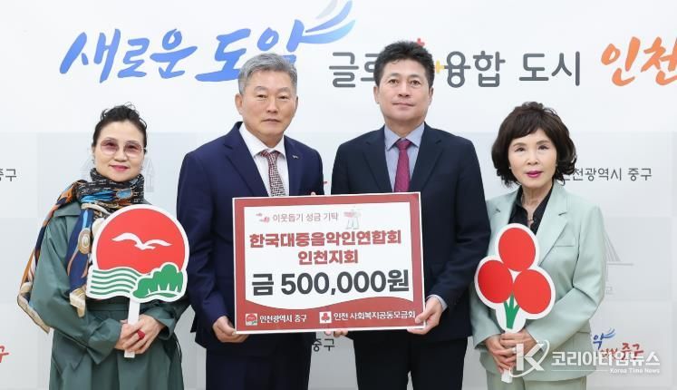 한국대중음악인연합회 인천지회, 인천 중구에 자선공연 수익금 기탁