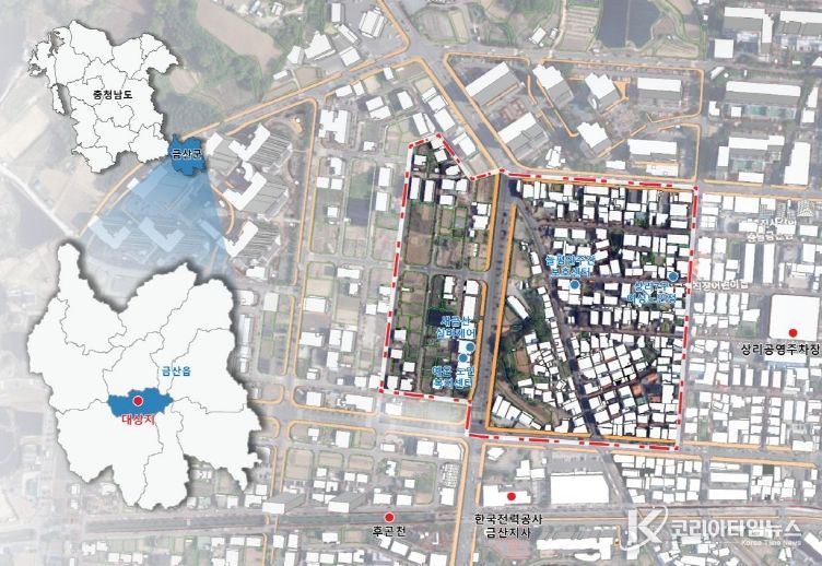 금산읍 상리지구 뉴빌리지사업 지도