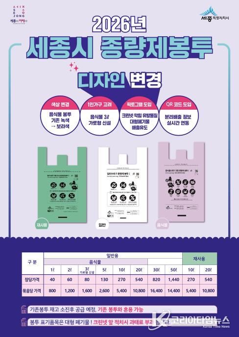 세종시 종량제 봉투 디자인 개선, 직관성 강화