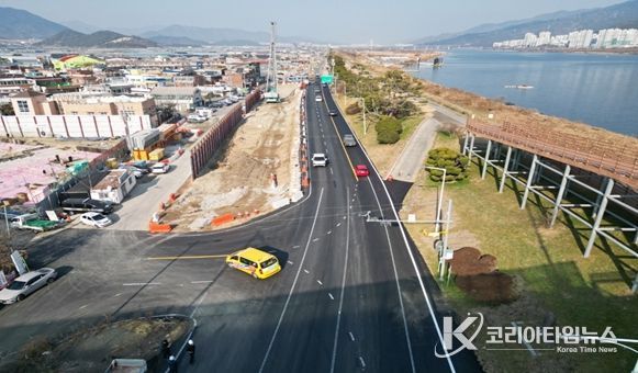 김해시 대동산단 진입도로 확장구간 임시개통