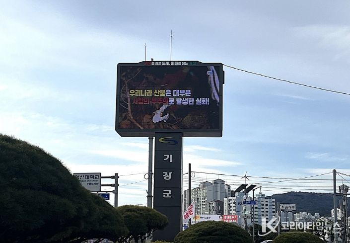 기장군 기장읍 교리삼거리에 설치된 대형 재해문자전광판