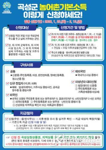 곡성군 농어촌기본소득 안내 포스터