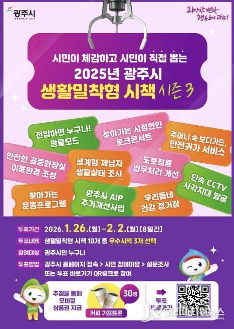 광주시, ‘2025년 생활밀착형 우수 시책’ 시민 온라인 투표 실시