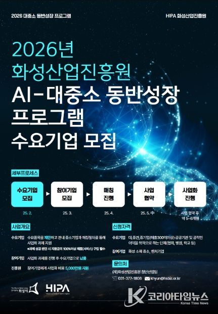 화성산업진흥원, ‘2026년 AI-대중소 동반성장 프로그램’ 수요기업 모집