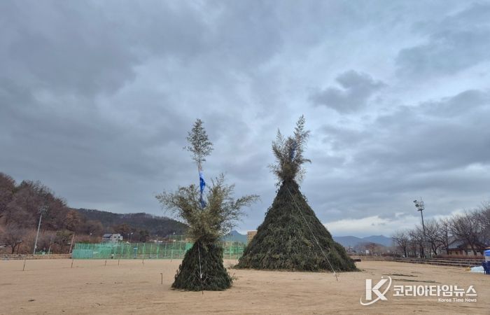 무안면 달집태우기 행사장 준비 현장
