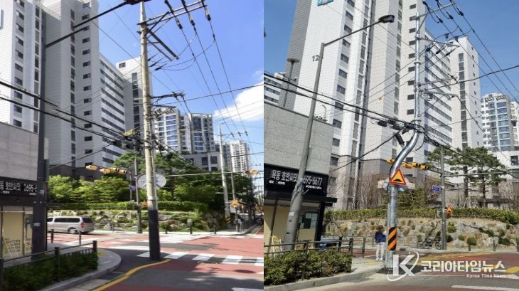 신정3동 호반써밋목동아파트 앞 사거리 이설 전·후 모습