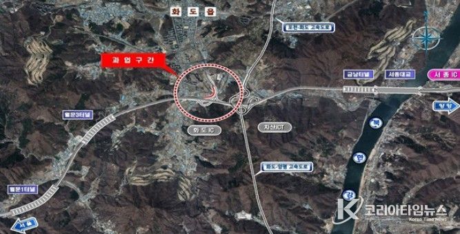 화도IC 진입램프 공사구간 위치도